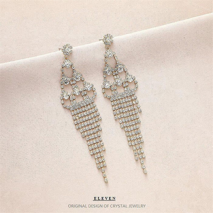 Steel Stud Zircon Earrings - Luxury Dangles for a Sophisticated Look