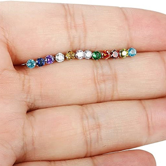 Six-claw colorful zircon earrings for men and women