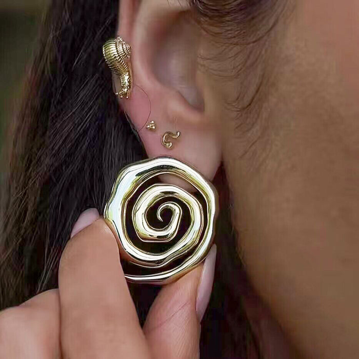 Spiral Stud Earrings Vintage Hoop Earrings