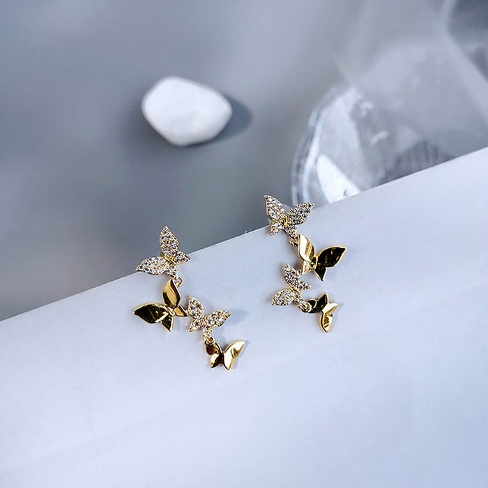 Spliced butterfly earrings Korean style beautiful versatile earrings