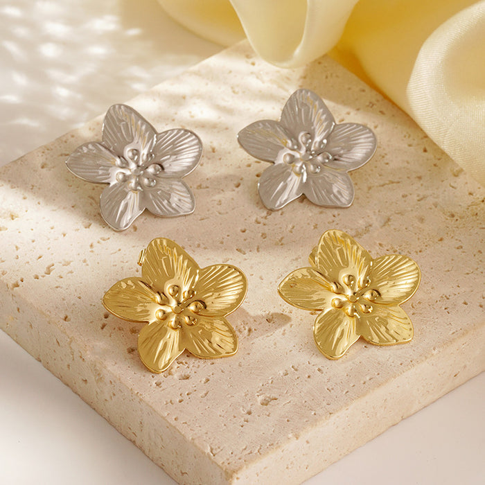 3D Flower Earrings 18K Stainless Steel Earrings