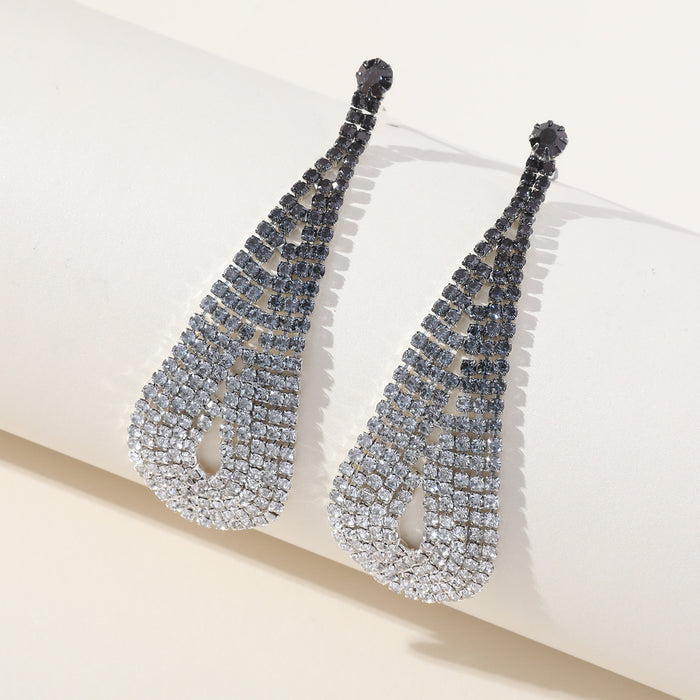 Christmas Rhinestone Tassel Earrings - Exaggerated Long Dangles for a Festive Look