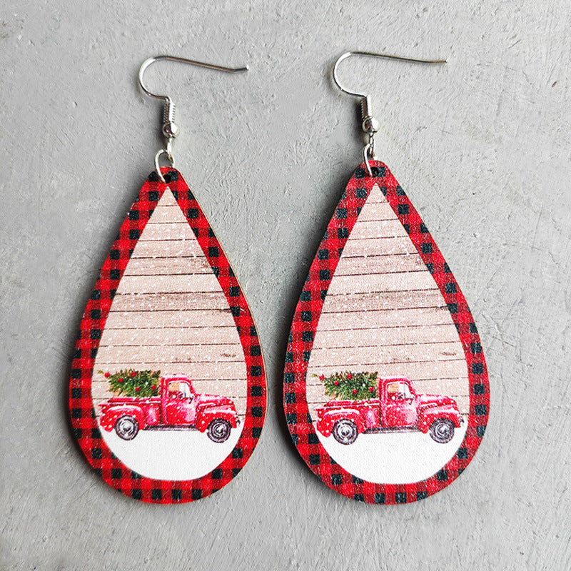 Wooden Santa earrings - wallojewerly 