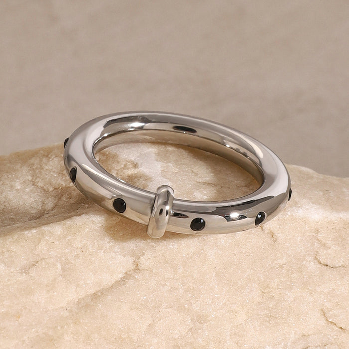 Stainless steel rhinestone plain ring