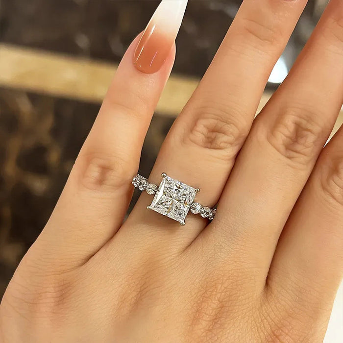 Square diamond zircon luxury ring for women proposal anniversary ring jewelry