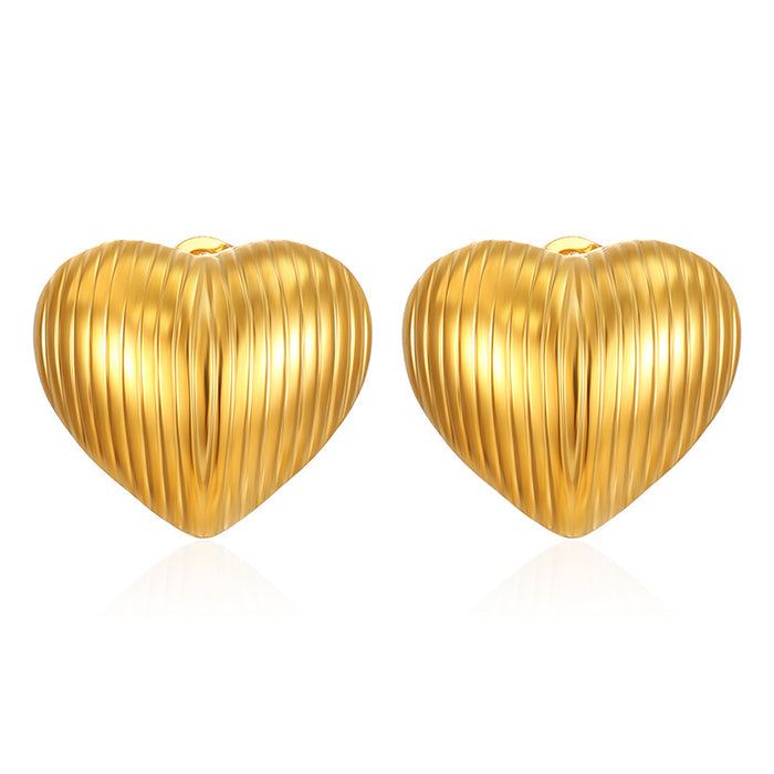 Titanium steel stripe stainless steel earrings light luxury temperament 18K gold wholesale