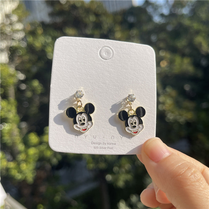 Cartoon earrings | 925 silver needle sweet girl earrings student style earrings