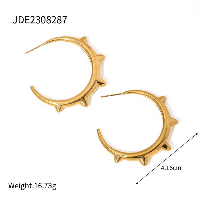 Designer 8K Gold Stainless Steel Rivet C-Shaped Earrings - 2023 New Trendy Titanium Steel Earrings for Women