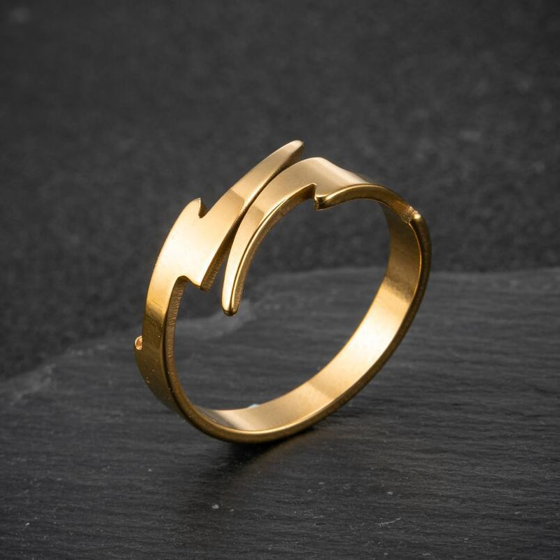 European and American trendy smooth open ring, retro lightning ring wholesale