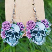 Day of the Dead Mushroom Snake Acrylic Earrings - wallojewerly 