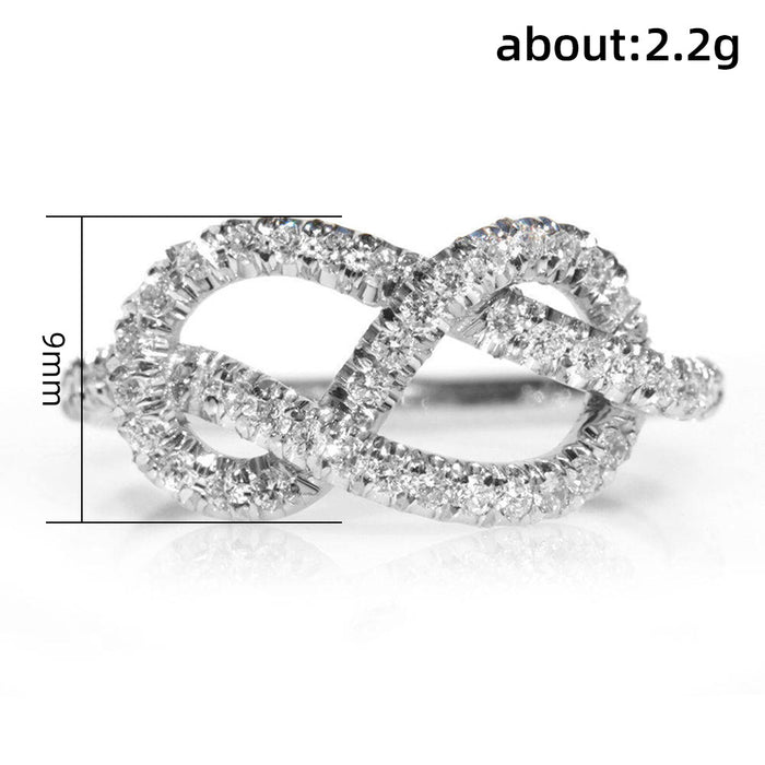 Cross knot ring micro inlaid zircon simple light luxury women's ring