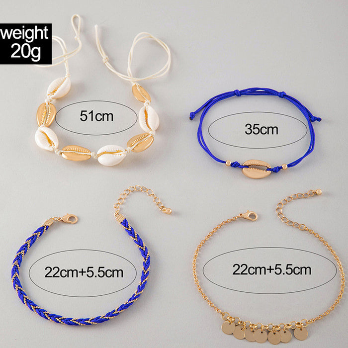 Minimalist Multi-Layered Heart Anklet Set – Rhinestones for a Bohemian Touch