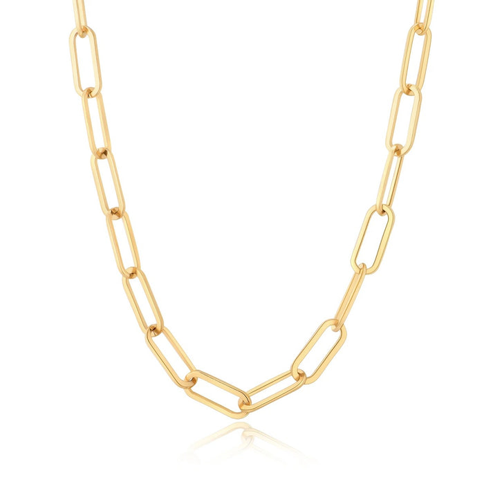 18K Gold Stainless Steel Punk Paperclip Chain Necklace - Women's Fashion Jewelry