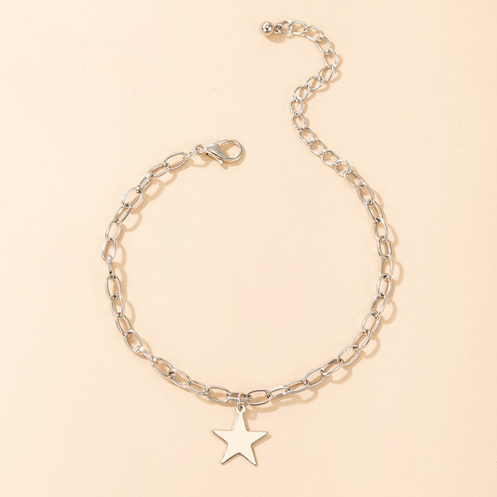 Pulsera de cadena con estrellas sencilla - Pulsera de estrellas plateadas estilo Ins