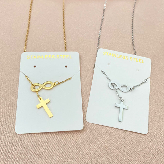 Double pendant necklace, cross-border Amazon source geometric cross clavicle chain female ins style