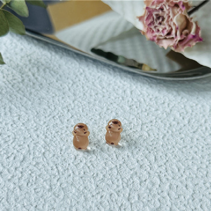 925 Silver Ear Capybara Earrings Cute Internet Celebrity Student All-match Earrings