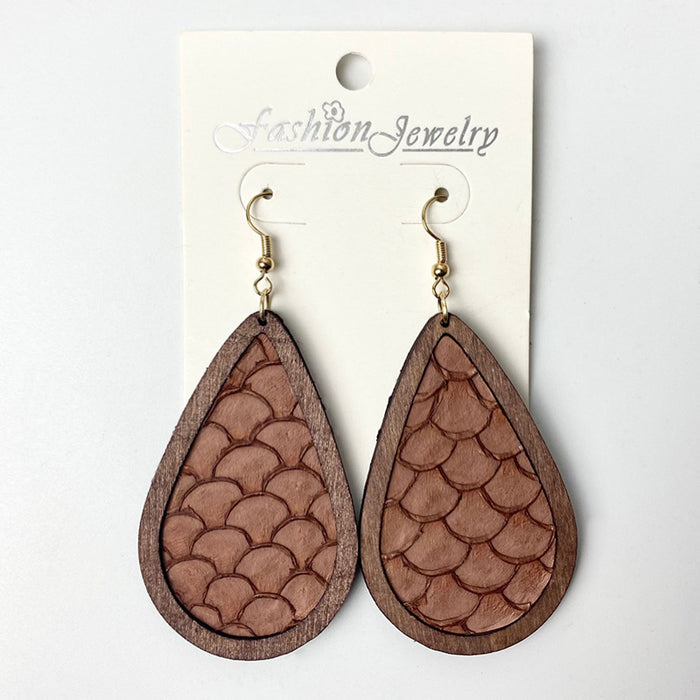 Wooden fish scale earrings