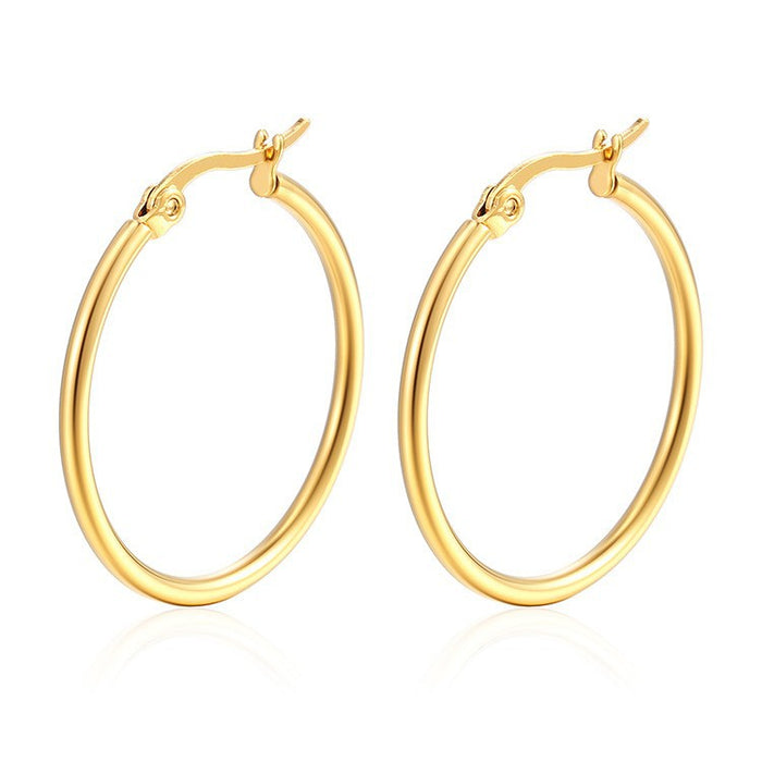 Gold titanium steel round wire earrings simple trendy exaggerated stainless steel earrings