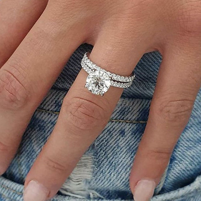 Imitation Moissanite Ring Micro-inlaid Couple Wedding Ring