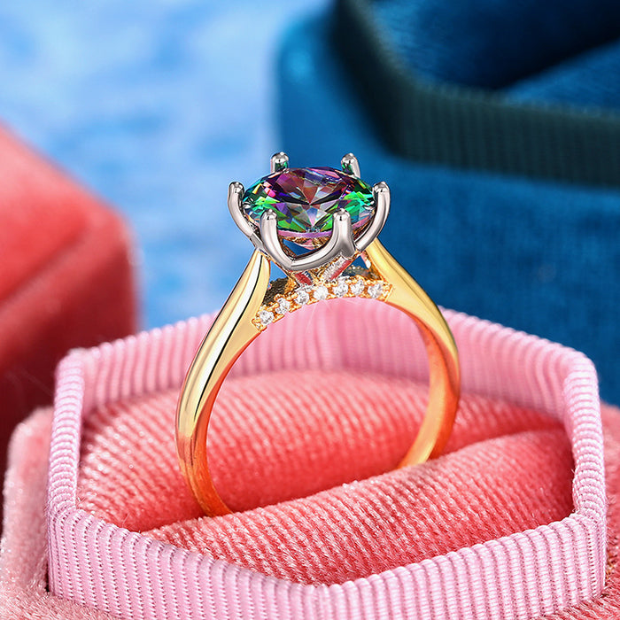 Colorful six-claw ring, all-match bride's daily index finger ring