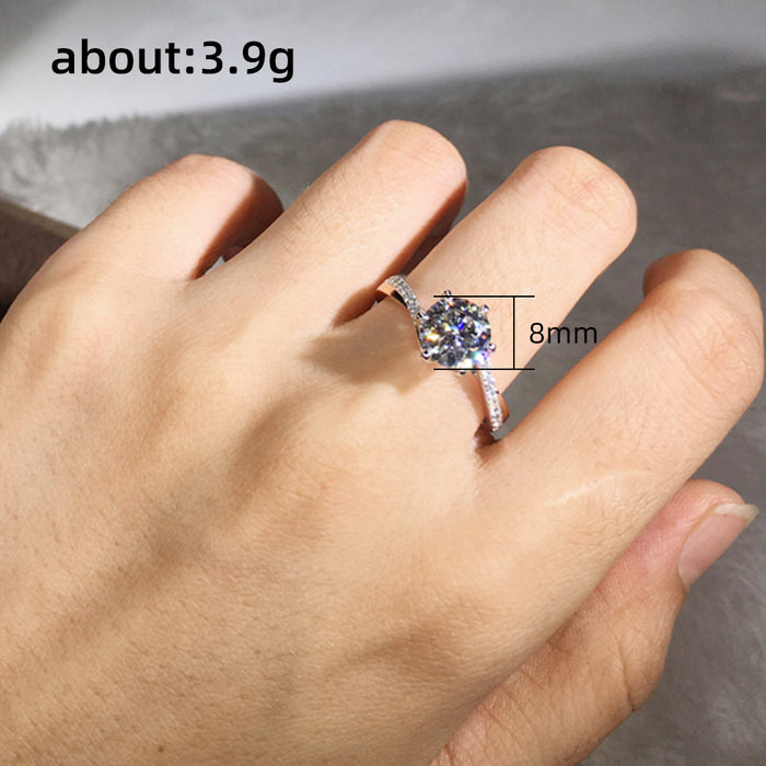 Anillo de circonita con copos de nieve de seis garras para mujer, anillo de bodas con ambiente nupcial