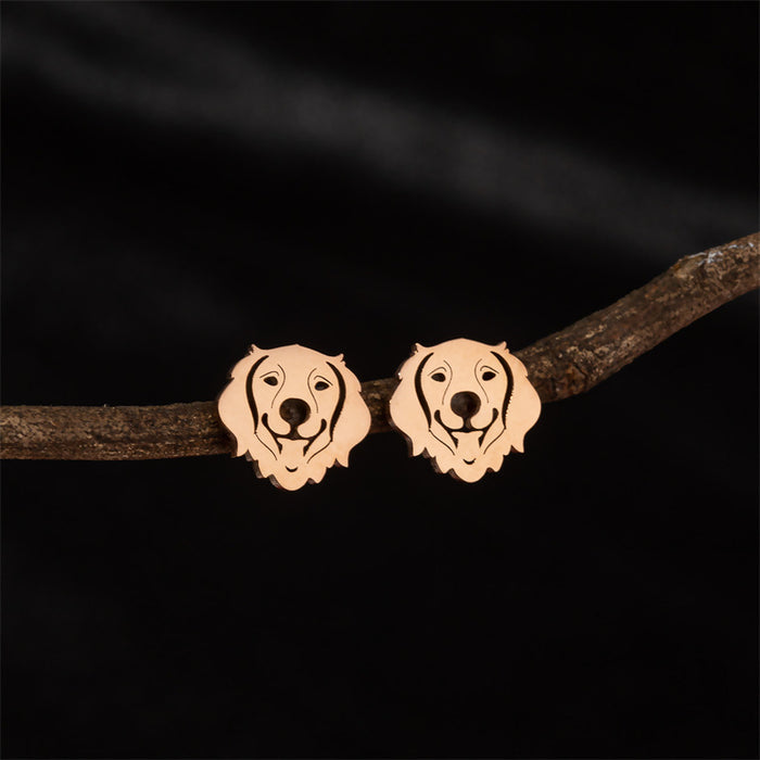 Pet Dog Head Stainless Steel Stud Earrings - Unique and Stylish Jewelry