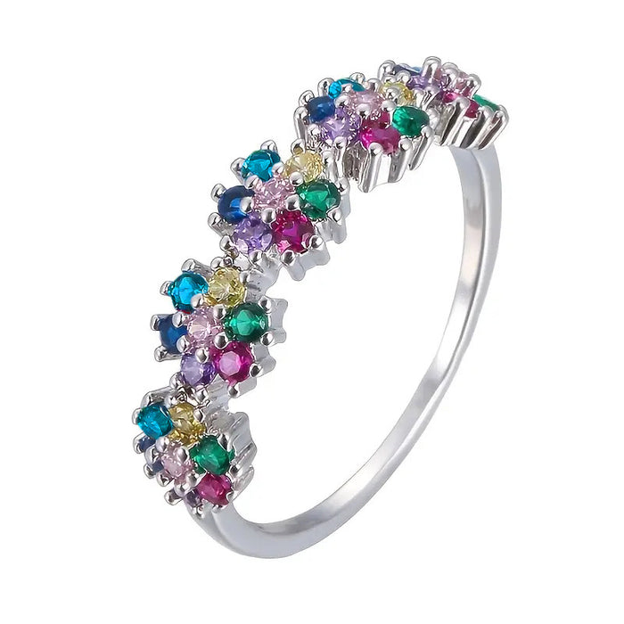 Colored zircon metal ring retro personality ring