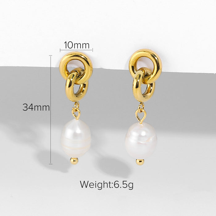 18K Gold Stainless Steel Chain Earrings - Gold Plated Stainless Steel Jewelry