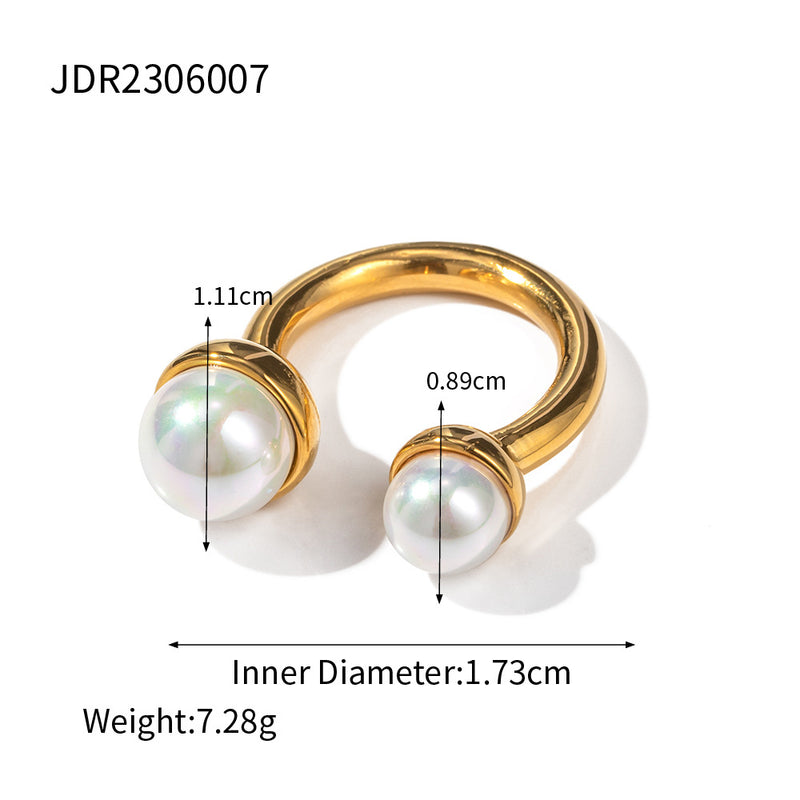 Stainless steel pearl exaggerated ring