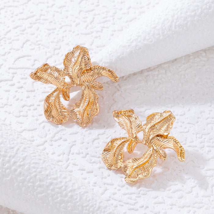 Golden leaf earrings geometric irregular earrings