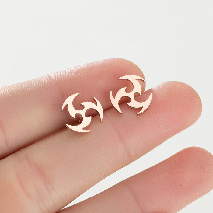 Fire Whirl Stainless Steel Stud Earrings - Spiraling Geometric Jewelry for a Dynamic Look