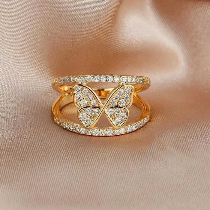 Anillo de mariposa con personalidad de estilo coreano hueco