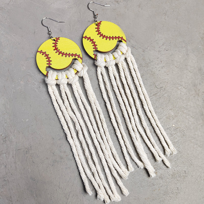 World Cup Long Tassel Earrings with Sports Themes