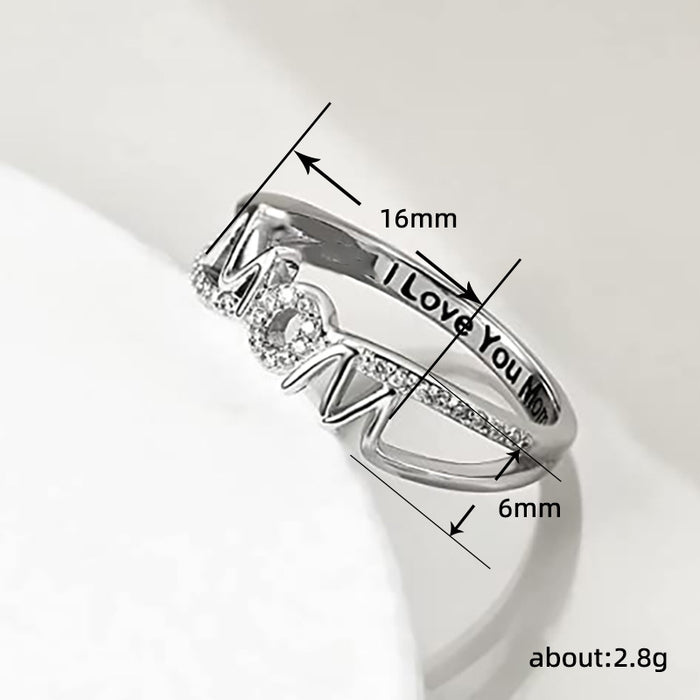 Micro-inlaid zircon ring MOM series Mother's Day gift