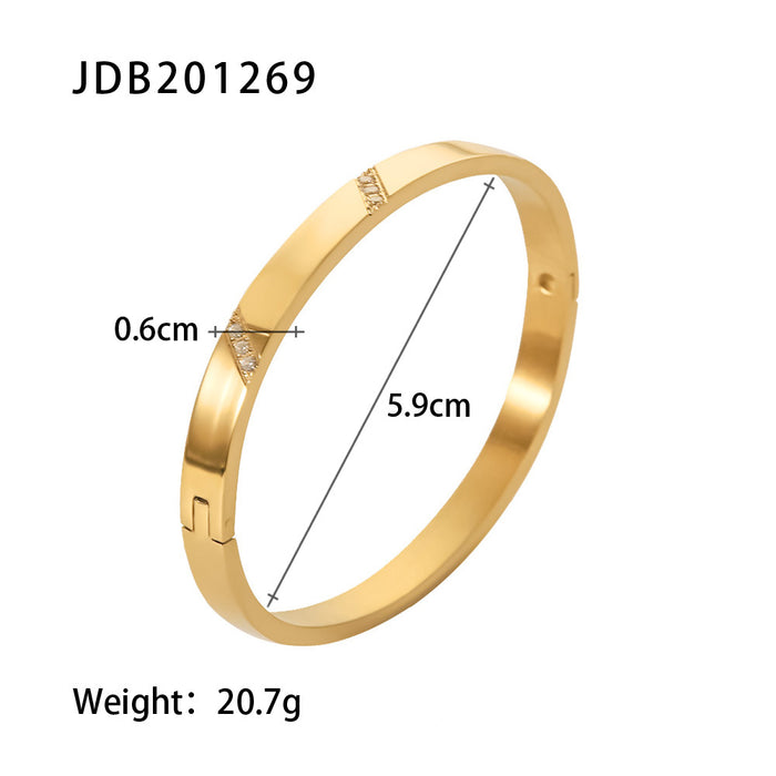 18K Gold Plated Heart Inlaid Open Ring - Trendy Fashion Jewelry for Women