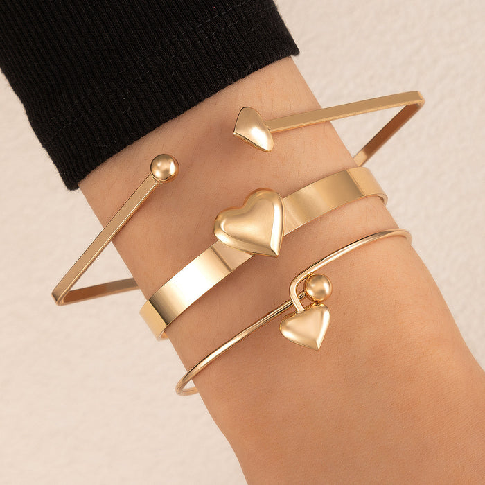 Wide Band Cuff Bracelet Set – Gold-Toned Statement Jewelry