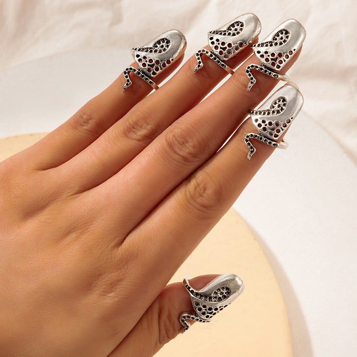 Snake nail ring vintage distressed set