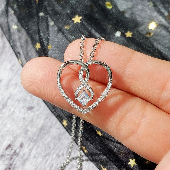 Heart Shaped Zirconia Pendant Clavicle Necklace Valentine's Day Gift