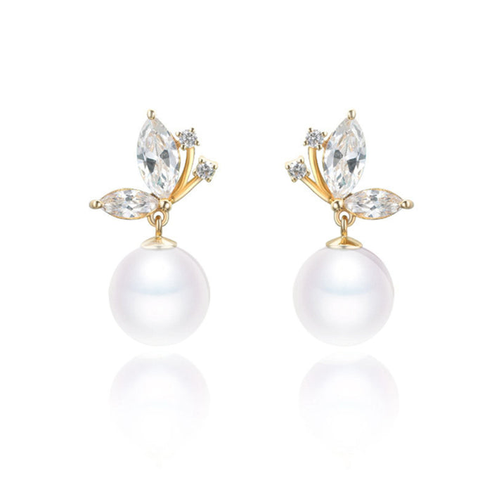 Butterfly pearl earrings, small round Chanel style earrings