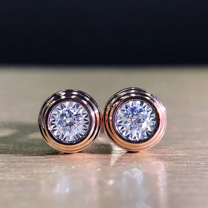 Screw pattern inlaid zircon earrings for men and women couples earrings