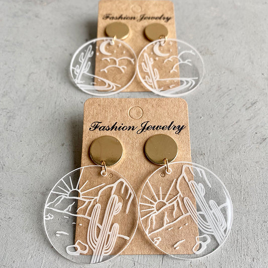 Cactus transparent acrylic earrings