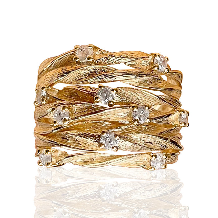 Vine Yellow Gold Zirconia Ring