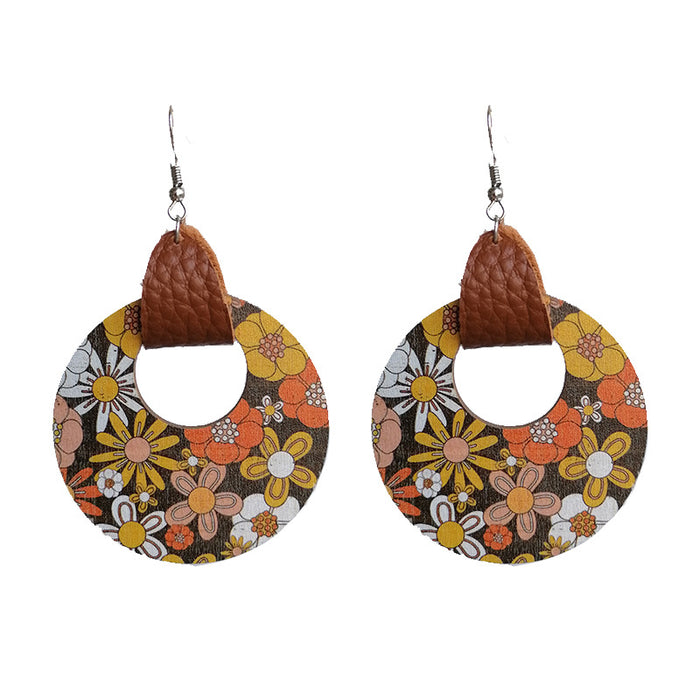 Wooden floral texture earrings