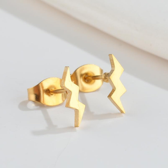 Lightning Bolt Stainless Steel Stud Earrings - Simple and Stylish Jewelry