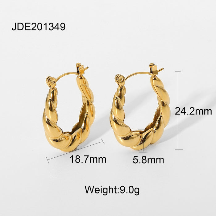 18K Gold Plated Stainless Steel Asymmetric Spiral Earrings - Minimalist Design Jewelry