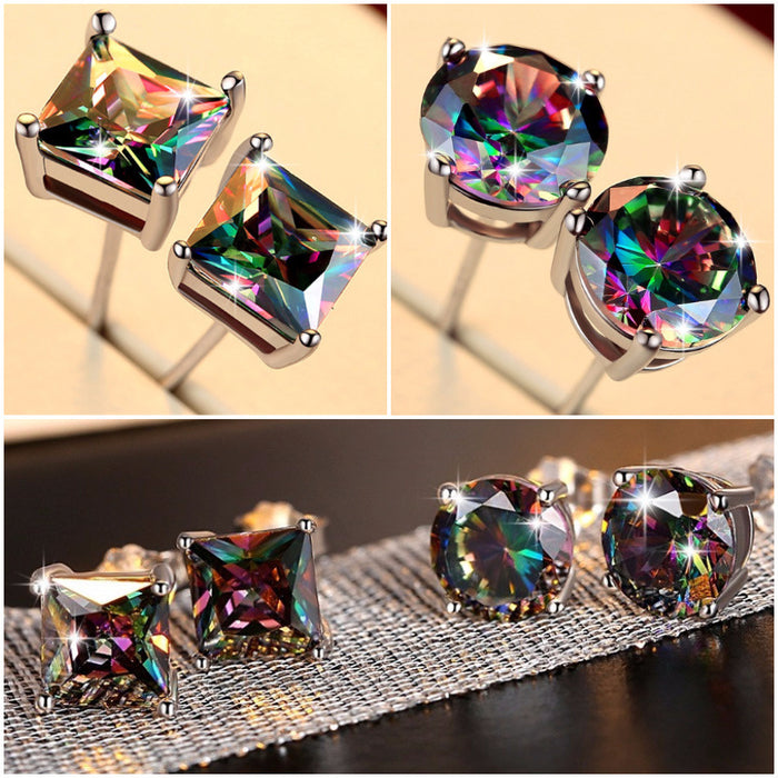 Four-claw seven-color earrings for men and women zircon earrings