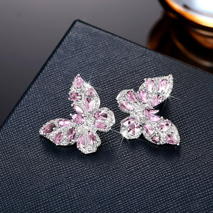 Butterfly zircon earrings niche light luxury earrings