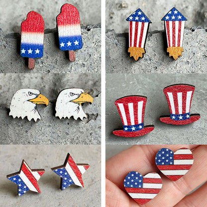 Wooden patriotic Independence Day earrings