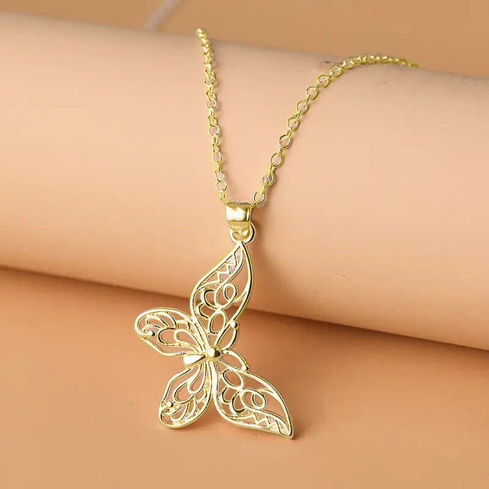 Hollow butterfly pendant for women, elegant clavicle necklace