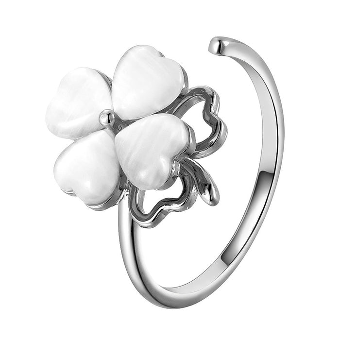 Wholesale cat's eye stone heart-shaped four-leaf clover rotating rings